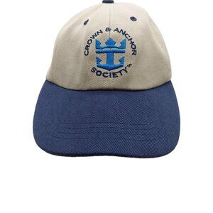 Royal Caribbean Crown & Anchor Society Cruise Ship Baseball Cap Hat Tan Blue